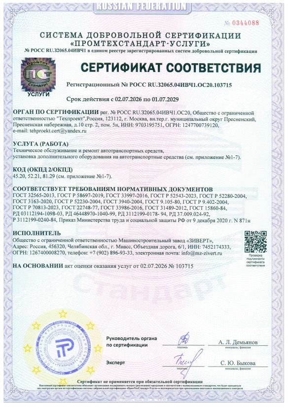 Сертификат Соответствия Зиверт 2026-2029